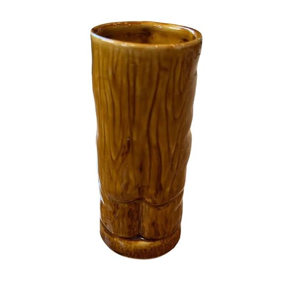 Chiki Tiki Cup Glass Bud Vase 12 oz Hawaiian Sanibel Island Souvenir Brown Face - Picture 5 of 7